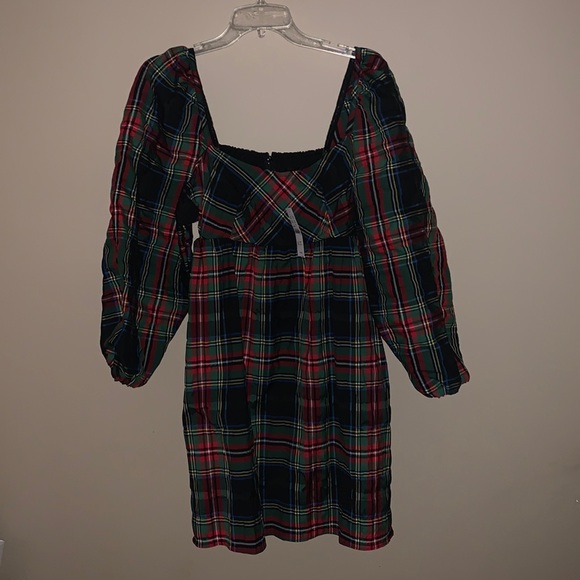 J crew new Stewart tartan dress poplin puff sleeve - Picture 2 of 2